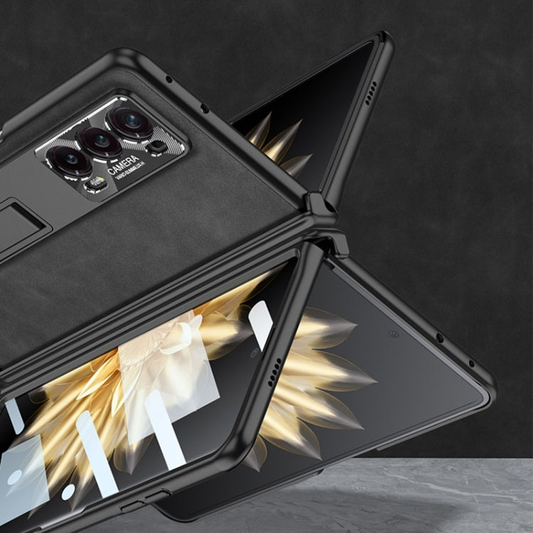 For Honor Magic V2 GKK Integrated Frosted Fold Hinge Leather Phone Case with Holder(Black) - free shipping - PMC TechLife - Order now!