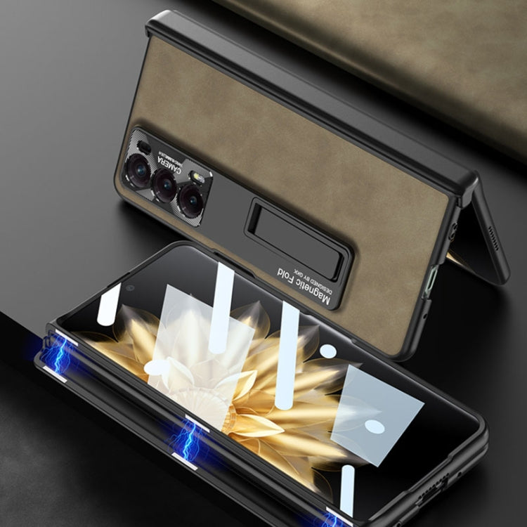 For Honor Magic V2 GKK Integrated Frosted Fold Hinge Leather Phone Case with Holder(Black) - free shipping - PMC TechLife - Order now!