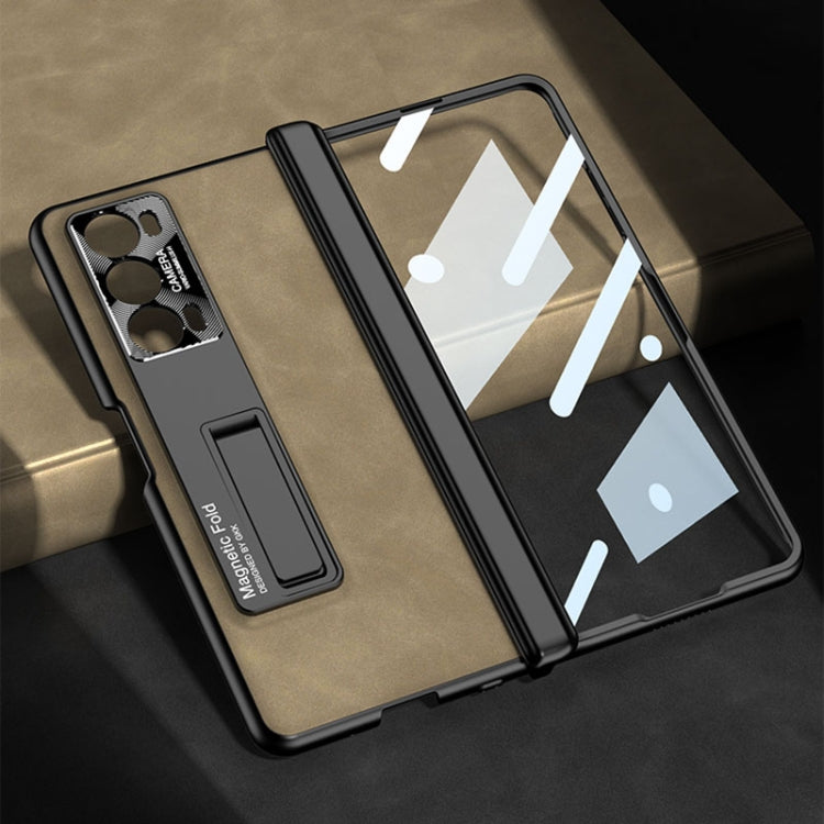 For Honor Magic V2 GKK Integrated Frosted Fold Hinge Leather Phone Case with Holder(Black) - free shipping - PMC TechLife - Order now!