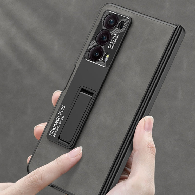 For Honor Magic V2 GKK Integrated Frosted Fold Hinge Leather Phone Case with Holder(Brown) - free shipping - PMC TechLife - Order now!