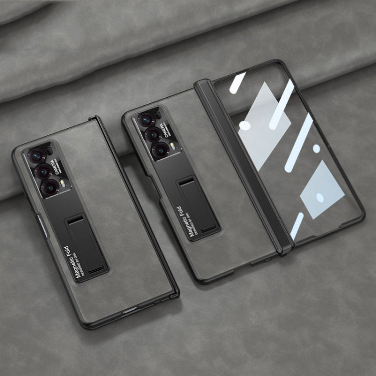 For Honor Magic V2 GKK Integrated Frosted Fold Hinge Leather Phone Case with Holder(Grey) - free shipping - PMC TechLife - Order now!