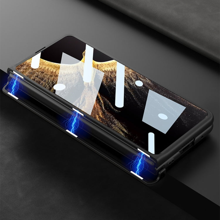 For Honor Magic VS GKK Integrated Frosted Fold Hinge Leather Phone Case with Holder(Brown) - Honor Cases by GKK | Online Shopping South Africa | PMC TechLife | Buy Now Pay Later Mobicred