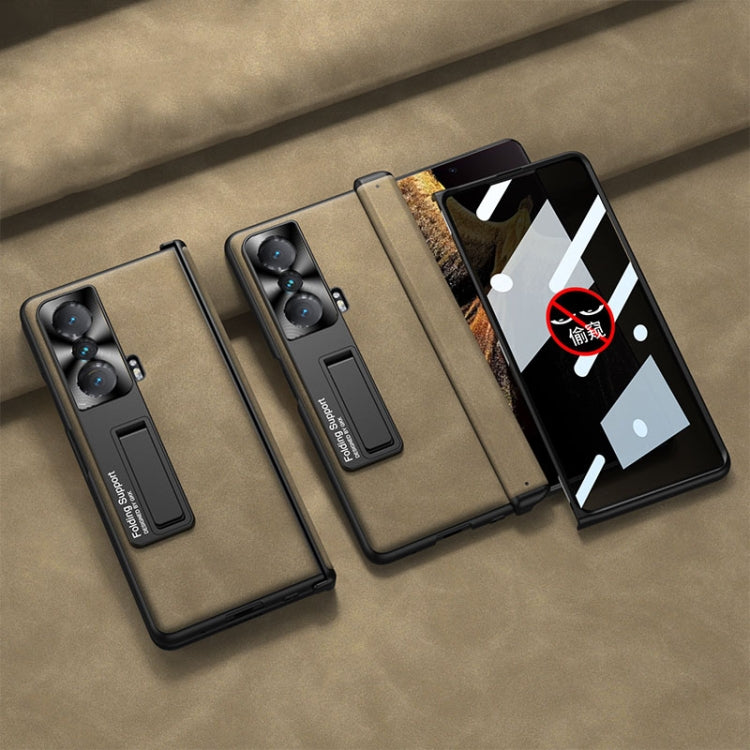 For Honor Magic VS GKK Integrated Frosted Fold Hinge Privacy Leather Phone Case with Holder(Brown) - free shipping - PMC TechLife - Order now!