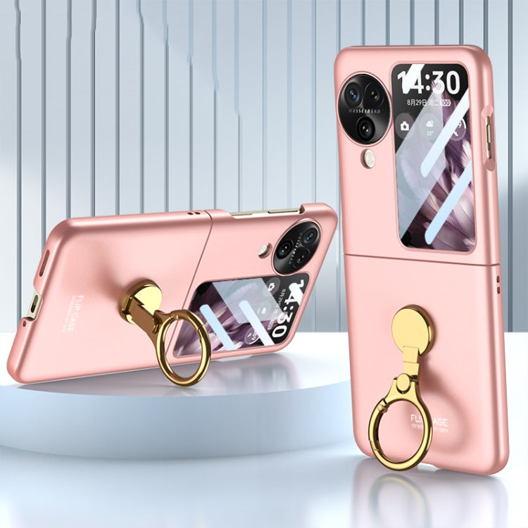 For OPPO Find N3 Flip GKK Ultra-thin Triaxial Ring Holder PC Phone Case(Pink) - OPPO Cases by GKK | Online Shopping South Africa | PMC TechLife | Buy Now Pay Later Mobicred