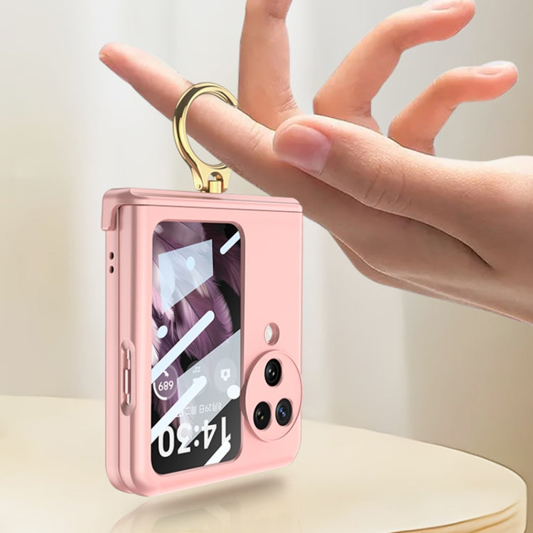 For OPPO Find N3 Flip GKK Integrated Magnetic Hinged Flip Case with Ring Holder(Pink) - Find N3 Flip Cases by GKK | Online Shopping South Africa | PMC TechLife | Buy Now Pay Later Mobicred