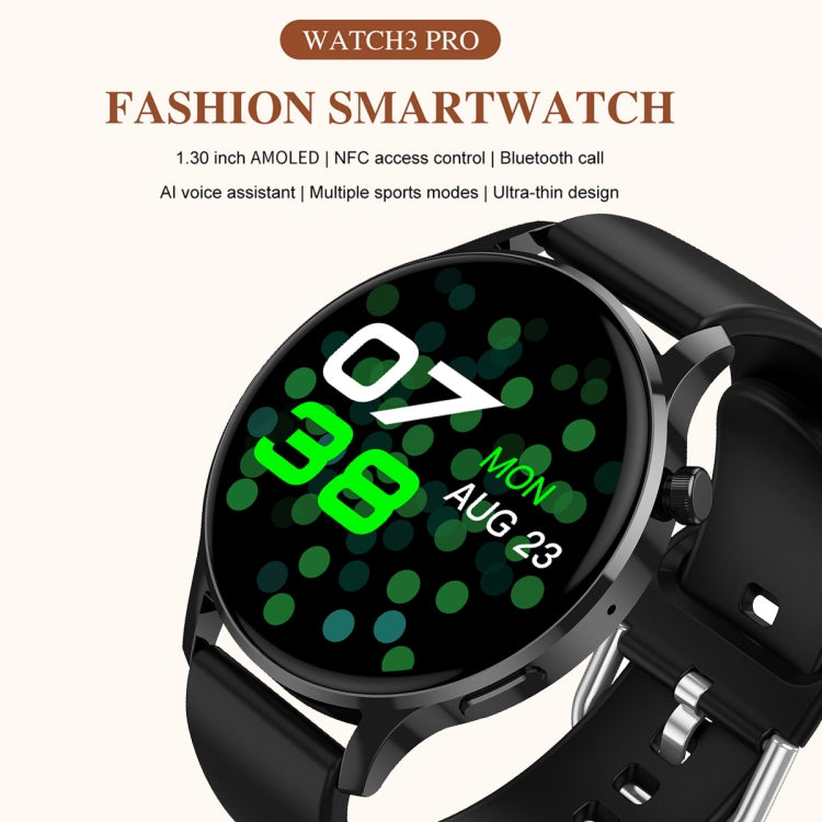 Watch3 Pro 1.3 inch AMOLED Screen Wireless Charging Smart Watch, Supports BT Call / NFC(Black) - Smart Watches by PMC TechLife | Online Shopping South Africa | PMC TechLife | Buy Now Pay Later Mobicred