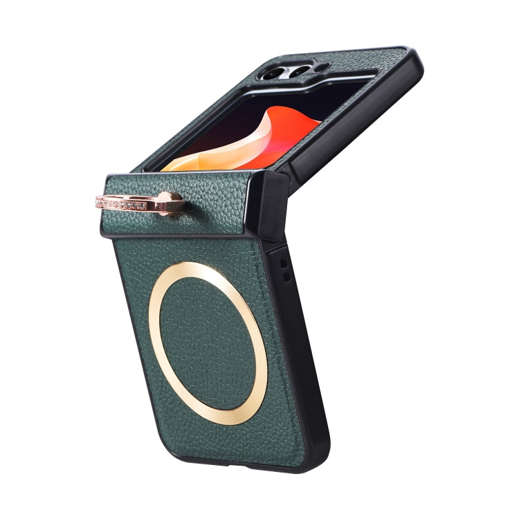 For Samsung Galaxy Z Flip5 MagSafe Ring Holder Three-stage Folding Phone Case(Green) - Galaxy Z Flip5 Cases by PMC TechLife | Online Shopping South Africa | PMC TechLife