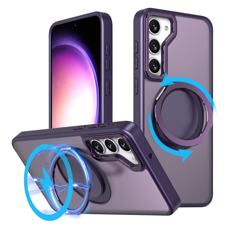 For Samsung Galaxy S23 5G 360-degree Rotating MagSafe Magnetic Holder Phone Case(Purple) - Galaxy S23 5G Cases by PMC TechLife | Online Shopping South Africa | PMC TechLife