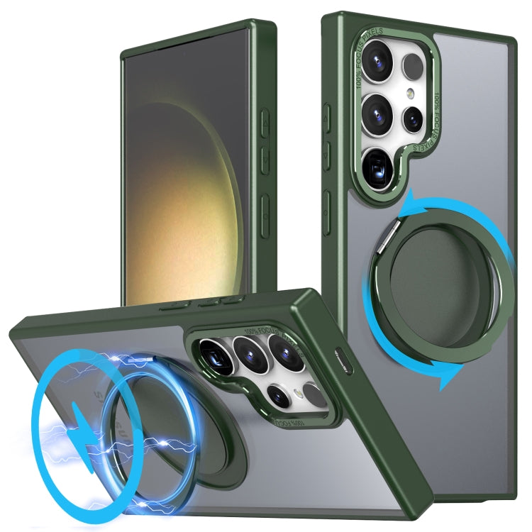 For Samsung Galaxy S23 Ultra 5G 360-degree Rotating MagSafe Magnetic Holder Phone Case(Green) - Galaxy S23 Ultra 5G Cases by PMC TechLife | Online Shopping South Africa | PMC TechLife