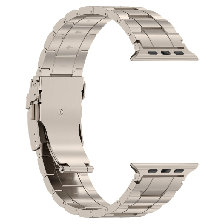 For Apple Watch Series 4 44mm Safety Buckle Trapezoid Titanium Steel Watch Band(Titanium) - Watch Bands by PMC TechLife | Online Shopping South Africa | PMC TechLife