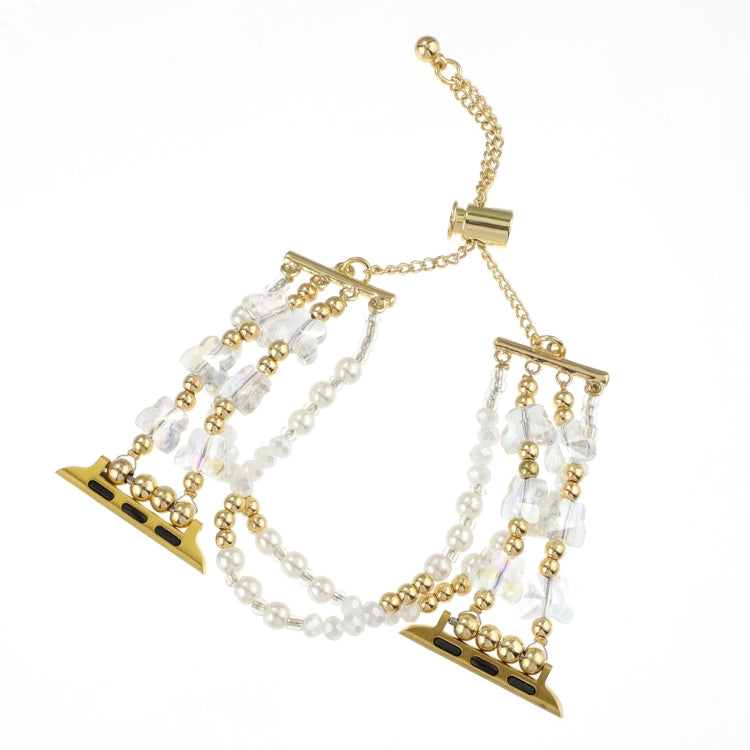 For Apple Watch Series 9 41mm Butterfly Chain Bracelet Metal Watch Band(Transparent Gold) - Watch Bands by PMC TechLife | Online Shopping South Africa | PMC TechLife