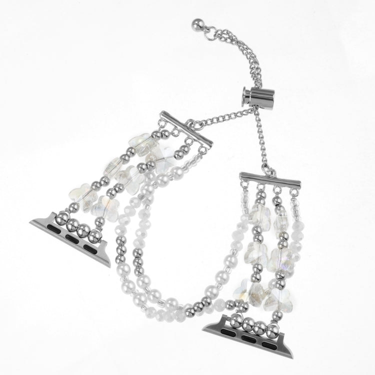 For Apple Watch SE 2022 44mm Butterfly Chain Bracelet Metal Watch Band(Transparent Silver) - free shipping - PMC TechLife - Order now!