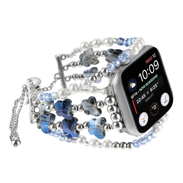 For Apple Watch SE 40mm Butterfly Chain Bracelet Metal Watch Band(Blue) - Watch Bands by PMC TechLife | Online Shopping South Africa | PMC TechLife | Buy Now Pay Later Mobicred