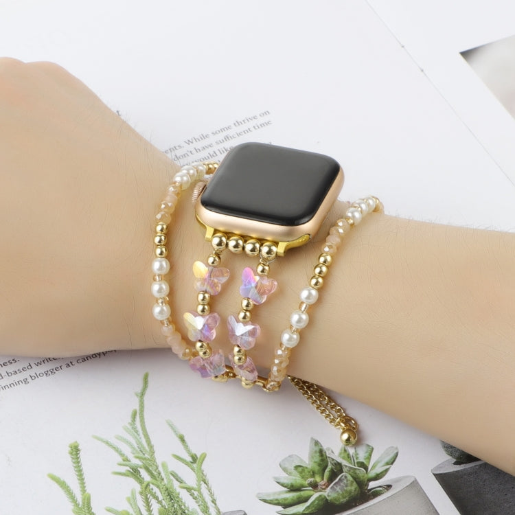 For Apple Watch Series 6 40mm Butterfly Chain Bracelet Metal Watch Band(Pink Gold) - Watch Bands by PMC TechLife | Online Shopping South Africa | PMC TechLife