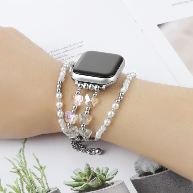 For Apple Watch Series 6 44mm Butterfly Chain Bracelet Metal Watch Band(Transparent Silver) - free shipping - PMC TechLife - Order now!