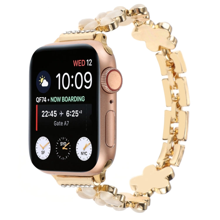 For Apple Watch SE 2022 44mm 5-petaled Flower Zinc Alloy Chain Watch Band(Gold) - free shipping - PMC TechLife - Order now!
