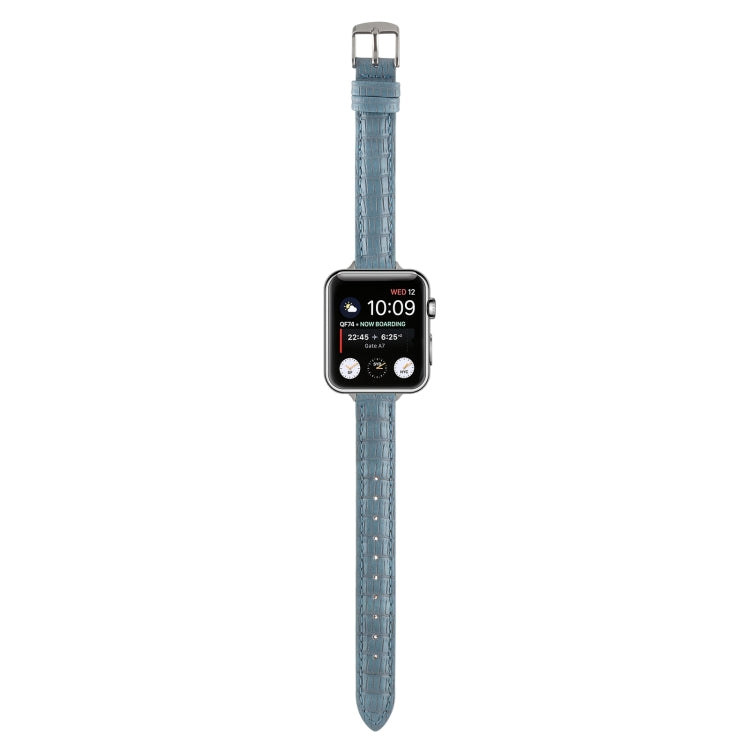 For Apple Watch SE 2023 44mm Slim Crocodile Leather Watch Band(Light Blue) - free shipping - PMC TechLife - Order now!