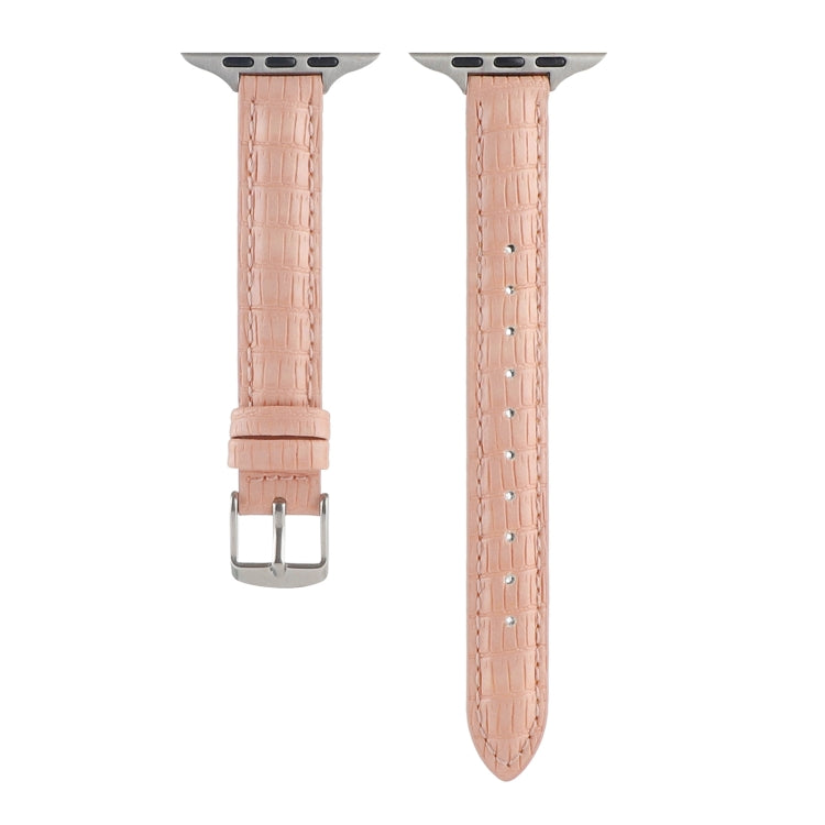 For Apple Watch SE 2023 40mm Slim Crocodile Leather Watch Band(Pink) - free shipping - PMC TechLife - Order now!