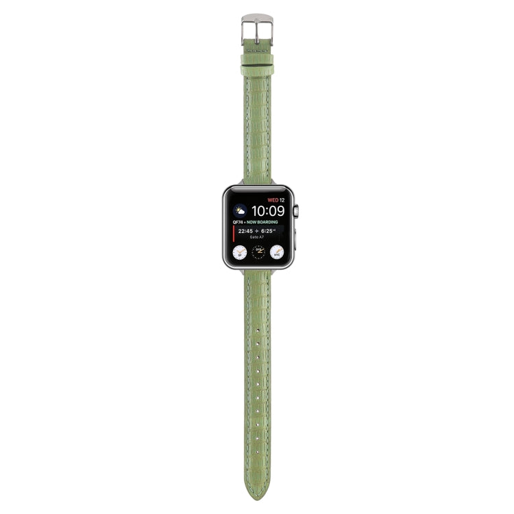 For Apple Watch Ultra 49mm Slim Crocodile Leather Watch Band(Light Green) - free shipping - PMC TechLife - Order now!