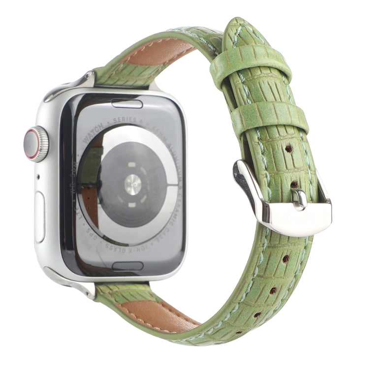 For Apple Watch Ultra 49mm Slim Crocodile Leather Watch Band(Light Green) - free shipping - PMC TechLife - Order now!