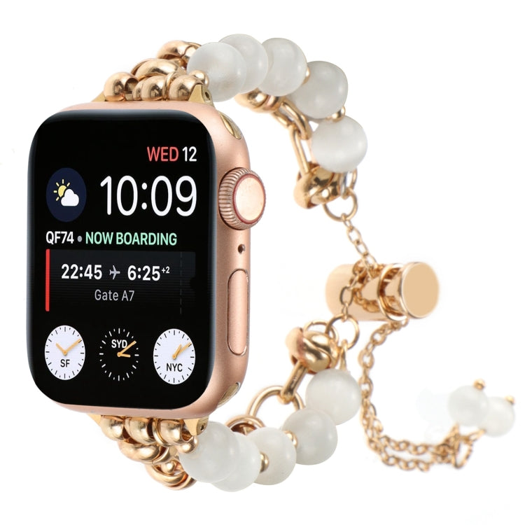 For Apple Watch Series 6 44mm Pearl Chain Metal Bracelet Watch Band(White Gold) - free shipping - PMC TechLife - Order now!