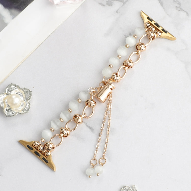 For Apple Watch Series 6 44mm Pearl Chain Metal Bracelet Watch Band(White Gold) - free shipping - PMC TechLife - Order now!