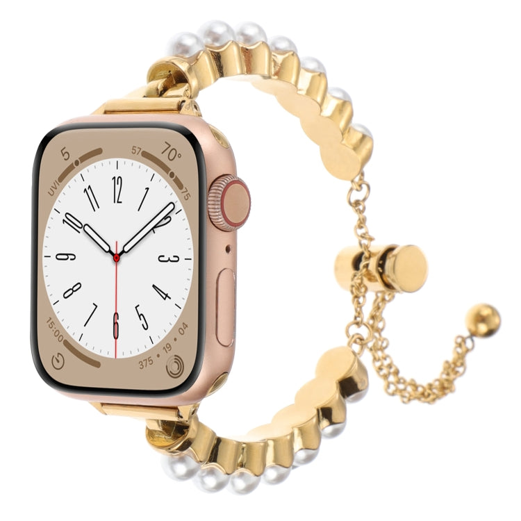 For Apple Watch SE 2023 40mm Pearl Bracelet Metal Watch Band(Gold) - free shipping - PMC TechLife - Order now!