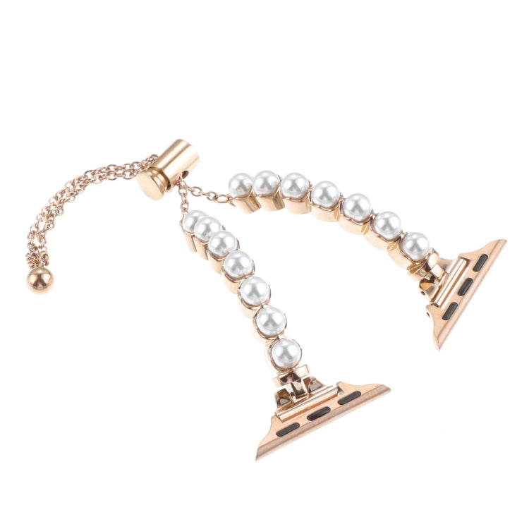 For Apple Watch Series 8 41mm Pearl Bracelet Metal Watch Band(Rose Gold) - free shipping - PMC TechLife - Order now!