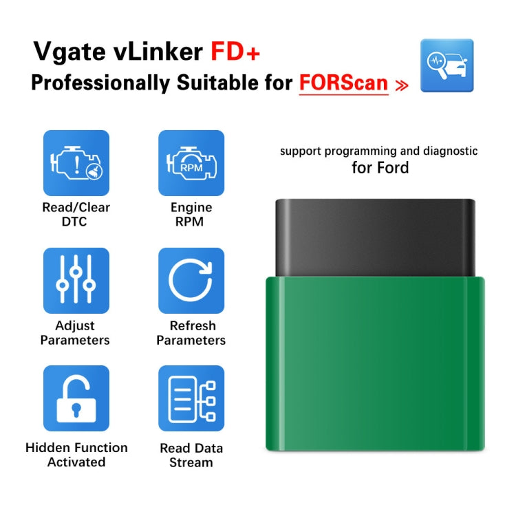 Vgate VLINKER FD + V2.2 Bluetooth 4.0 Car OBD Fault Diagnosis Detector - free shipping - PMC TechLife - Order now!