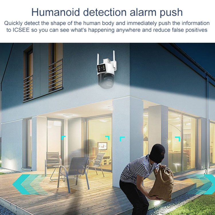 QX103 Humanoid Recognition AI Alarm WiFi Dome Triple IP Camera(US Plug) - free shipping - PMC TechLife - Order now!