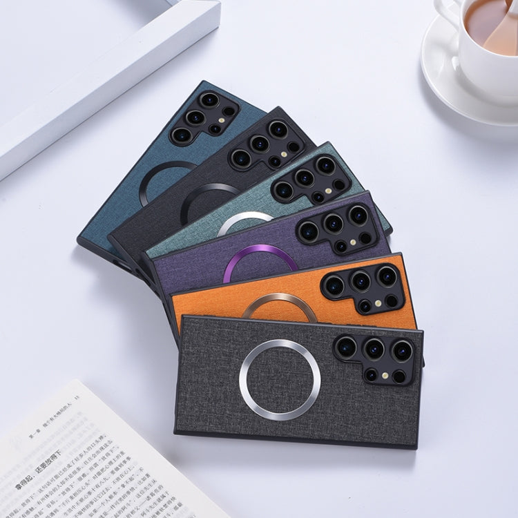 For Samsung Galaxy S24 Ultra 5G Magsafe Magnetic Ring Cloth Texture Phone Case(Purple) - Galaxy S24 Ultra 5G Cases by PMC TechLife | Online Shopping South Africa | PMC TechLife