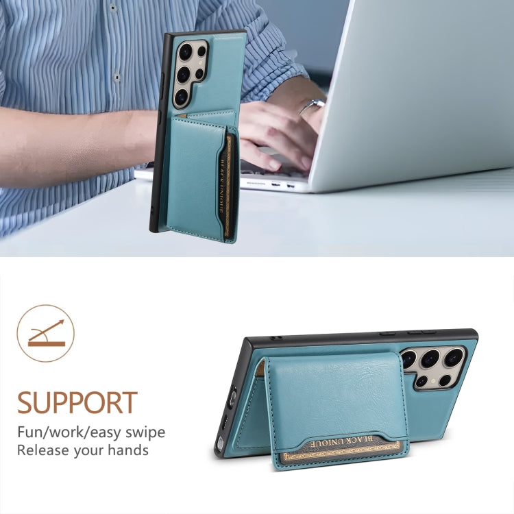 For Samsung Galaxy S24 Ultra 5G Denior Cowhide Texture Leather MagSafe Detachable Wallet Phone Case(Blue) - Galaxy S24 Ultra 5G Cases by Denior | Online Shopping South Africa | PMC TechLife | Buy Now Pay Later Mobicred