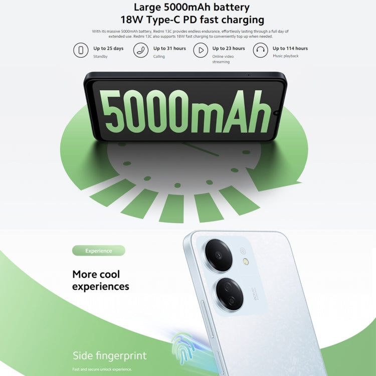 Xiaomi Redmi 13C 5G, 8GB+256GB,  6.74 inch MIUI 14 MediaTek Dimensity 6100+ Octa Core 2.2GHz, NFC, Network: 5G, Not Support Google Play(Starlight Black) - free shipping - PMC TechLife - Order now!