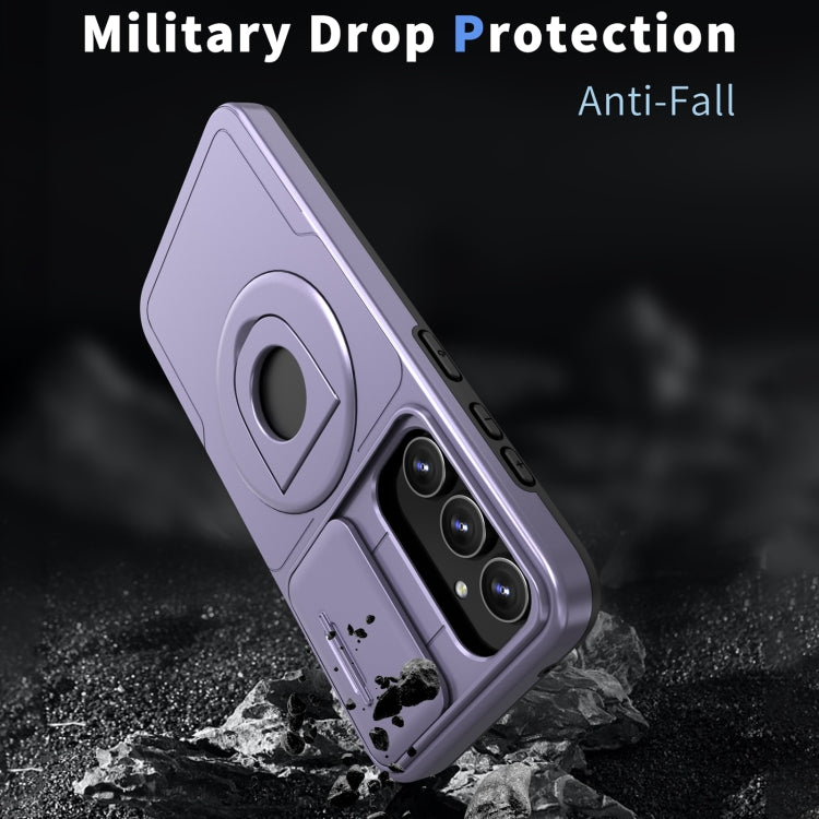 For Samsung Galaxy S23 FE 5G Camshield MagSafe Ring Holder Armor Phone Case(Puple) - Galaxy S23 FE 5G Cases by PMC TechLife | Online Shopping South Africa | PMC TechLife