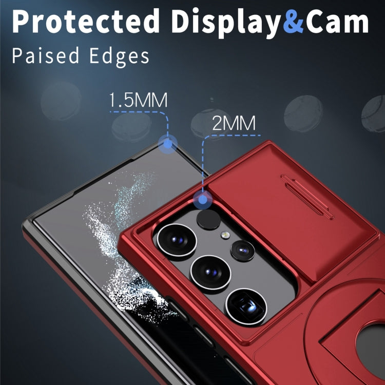 For Samsung Galaxy S23 Ultra 5G Camshield MagSafe Ring Holder Armor Phone Case(Red) - Galaxy S23 Ultra 5G Cases by PMC TechLife | Online Shopping South Africa | PMC TechLife