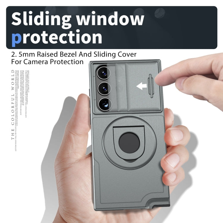 For Samsung Galaxy S23 Ultra 5G Camshield MagSafe Ring Holder Armor Phone Case(Titanium Grey) - Galaxy S23 Ultra 5G Cases by PMC TechLife | Online Shopping South Africa | PMC TechLife