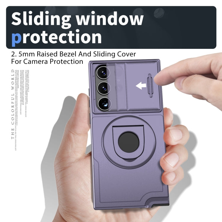 For Samsung Galaxy S23 Ultra 5G Camshield MagSafe Ring Holder Armor Phone Case(Puple) - Galaxy S23 Ultra 5G Cases by PMC TechLife | Online Shopping South Africa | PMC TechLife