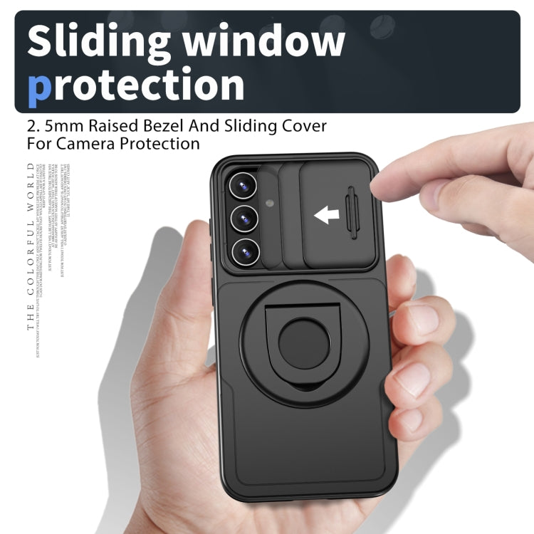 For Samsung Galaxy S23+ 5G Camshield MagSafe Ring Holder Armor Phone Case(Black) - Galaxy S23+ 5G Cases by PMC TechLife | Online Shopping South Africa | PMC TechLife
