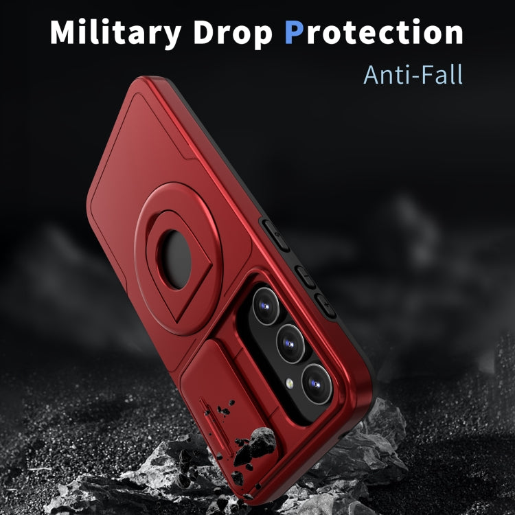 For Samsung Galaxy S23 5G Camshield MagSafe Ring Holder Armor Phone Case(Red) - Galaxy S23 5G Cases by PMC TechLife | Online Shopping South Africa | PMC TechLife