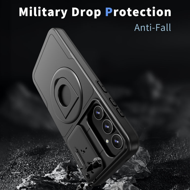 For Samsung Galaxy S22+ 5G Camshield MagSafe Ring Holder Armor Phone Case(Black) - Galaxy S22+ 5G Cases by PMC TechLife | Online Shopping South Africa | PMC TechLife | Buy Now Pay Later Mobicred