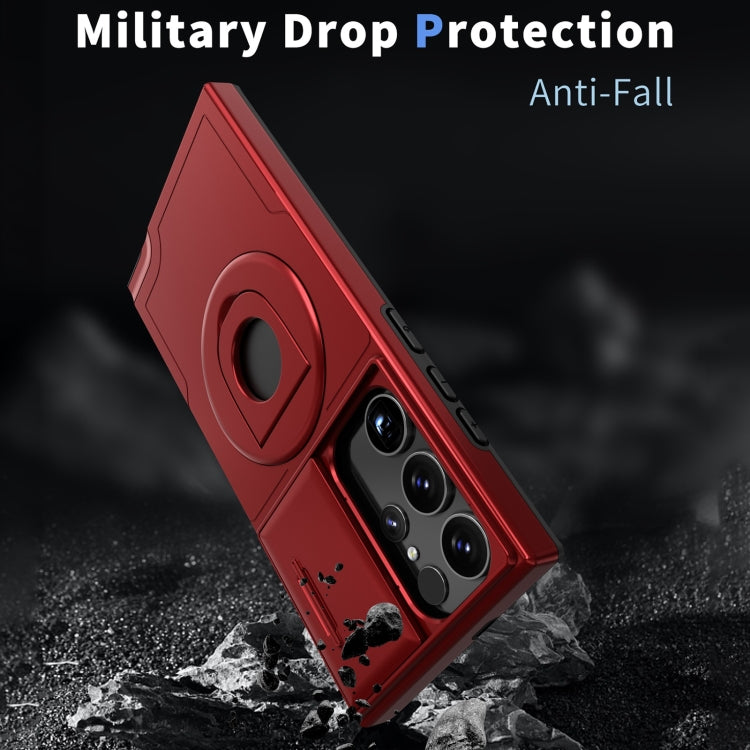 For Samsung Galaxy S22 Ultra 5G Camshield MagSafe Ring Holder Armor Phone Case(Red) - Galaxy S22 Ultra 5G Cases by PMC TechLife | Online Shopping South Africa | PMC TechLife