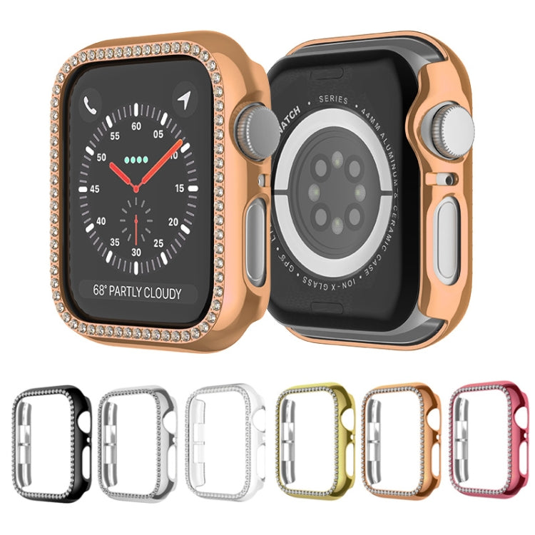 For Apple Watch Series 9 / 8 / 7 41mm Plating Row Diamond Hollow PC Watch Case(Rose Gold) - free shipping - PMC TechLife - Order now!