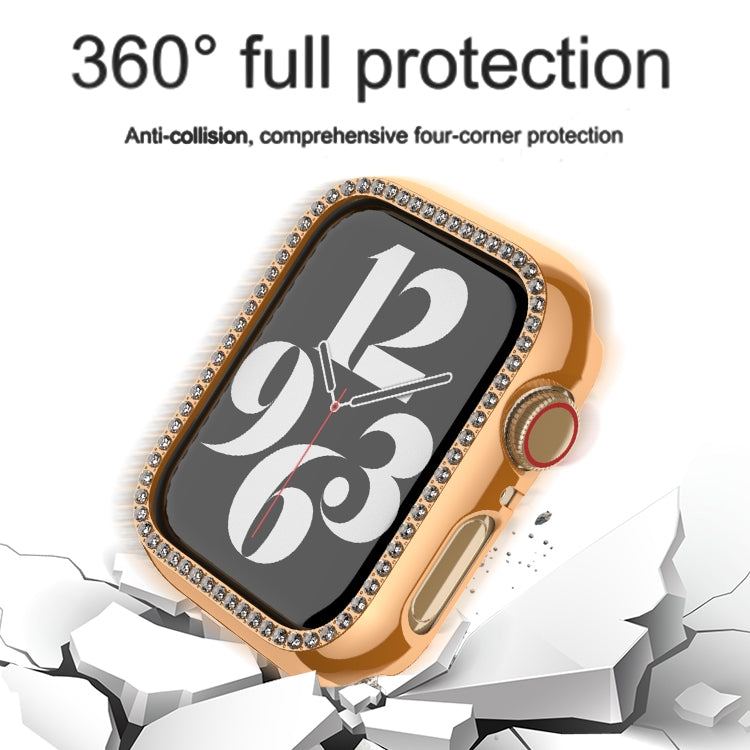 For Apple Watch Series 9 / 8 / 7 41mm Plating Row Diamond Hollow PC Watch Case(Rose Gold) - free shipping - PMC TechLife - Order now!