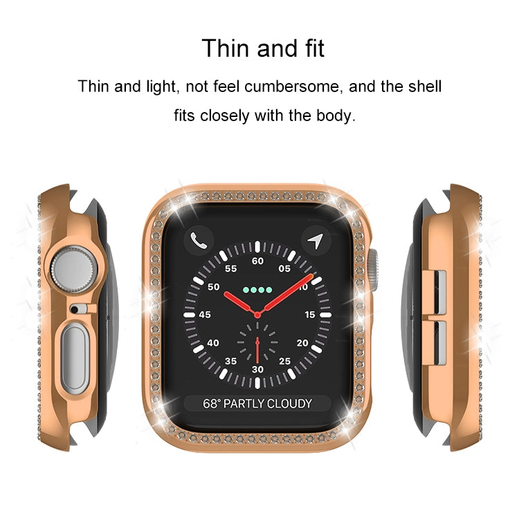For Apple Watch Series 6 / 5 / 4 / SE 44mm Plating Row Diamond Hollow PC Watch Case(Rose Gold) - free shipping - PMC TechLife - Order now!
