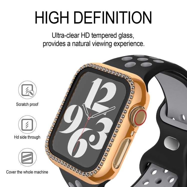 For Apple Watch Series 9 / 8 / 7 41mm Plating Row Diamond PC Watch Case with Film(Black) - Watch Cases by PMC TechLife | Online Shopping South Africa | PMC TechLife | Buy Now Pay Later Mobicred