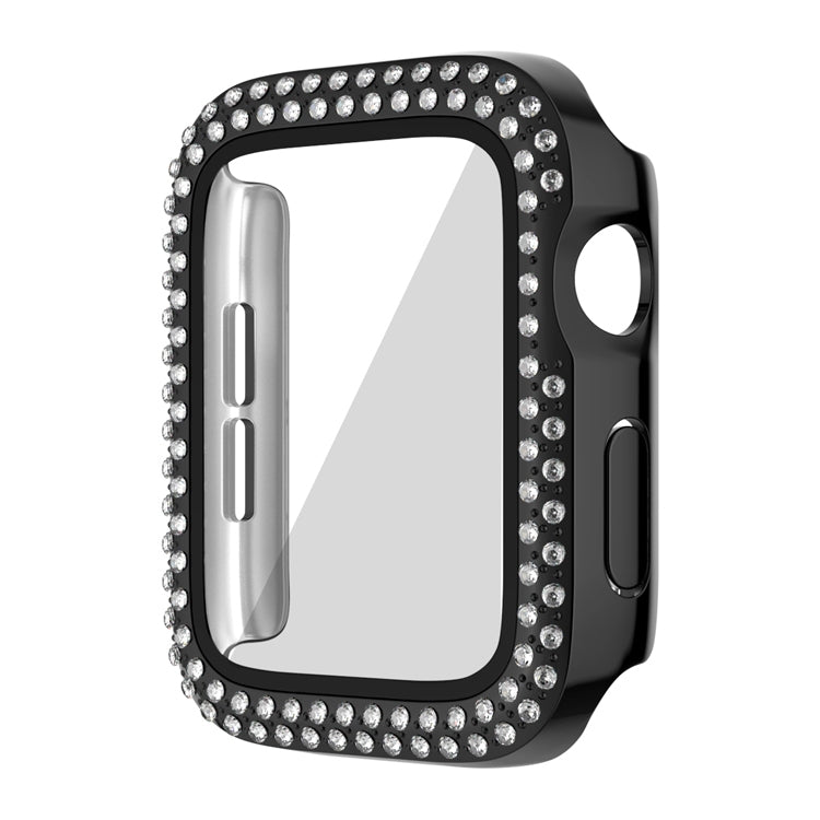 For Apple Watch Series 6 / 5 / 4 / SE 40mm Plating Dual-Row Diamond PC Watch Case with Film(Black) - Watch Cases by PMC TechLife | Online Shopping South Africa | PMC TechLife | Buy Now Pay Later Mobicred