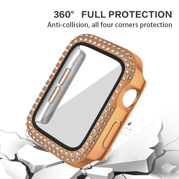 For Apple Watch Series 6 / 5 / 4 / SE 40mm Plating Dual-Row Diamond PC Watch Case with Film(Rose Gold) - free shipping - PMC TechLife - Order now!