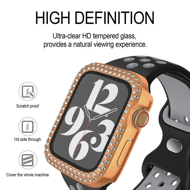 For Apple Watch Series 6 / 5 / 4 / SE 40mm Plating Dual-Row Diamond PC Watch Case with Film(Rose Gold) - free shipping - PMC TechLife - Order now!