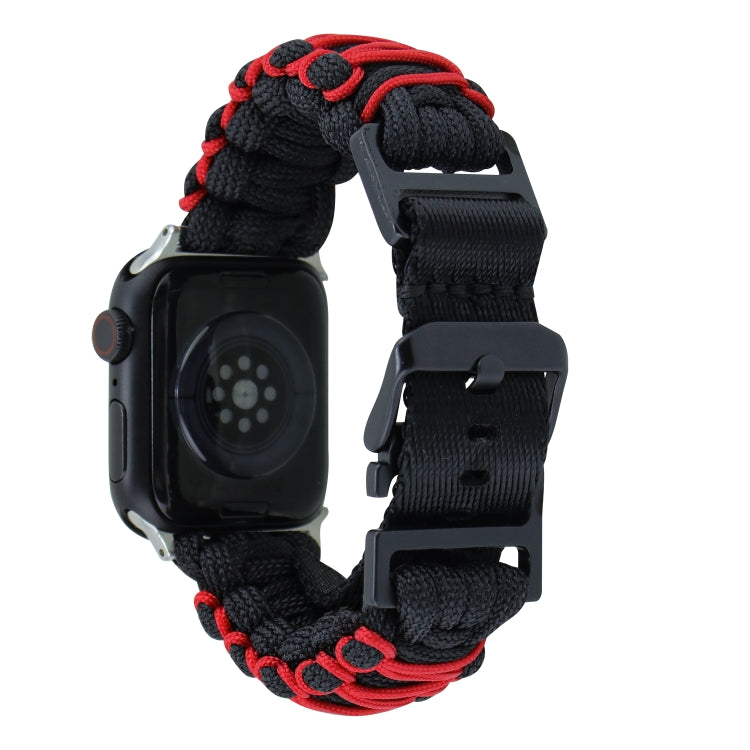 For Apple Watch Series 8 45mm Dual-layer Braided Paracord Buckle Watch Band(Black Red) - free shipping - PMC TechLife - Order now!
