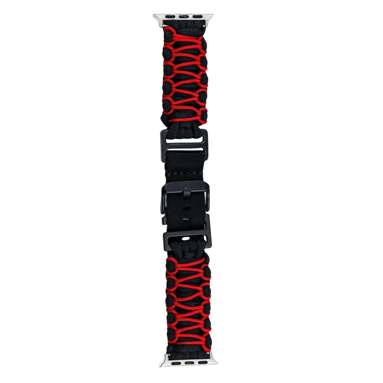 For Apple Watch Series 7 45mm Dual-layer Braided Paracord Buckle Watch Band(Black Red) - free shipping - PMC TechLife - Order now!